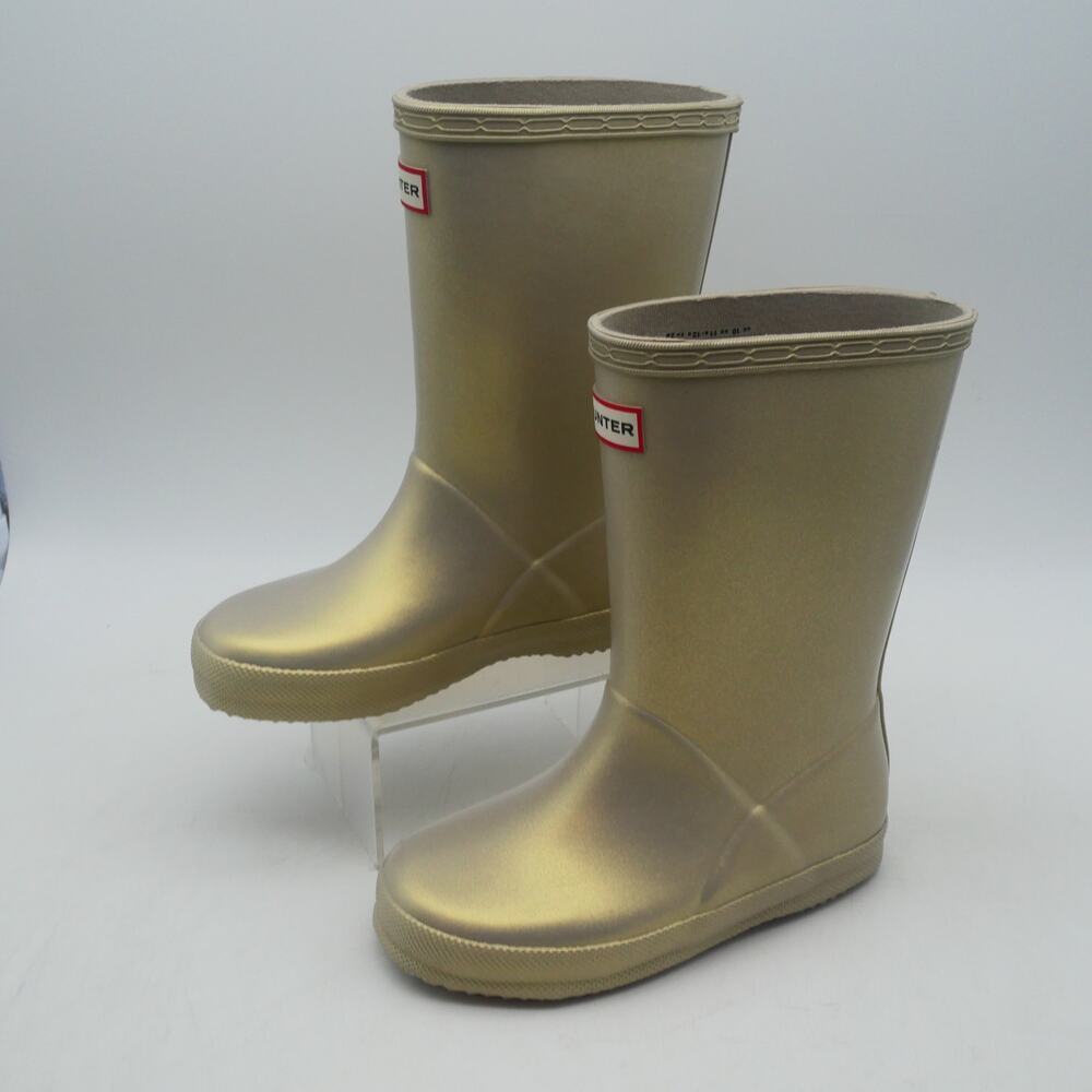 NEW Hunter Kids First Classic Rain Boots Nebula Gold Little Kid's US 12 UK 10